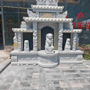 吉林省芝麻白中国黑石材套墓 花岗岩墓碑