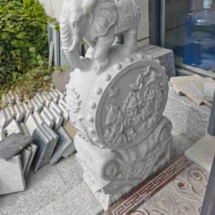 吉林省芝麻白抱鼓石 庭院抱鼓石