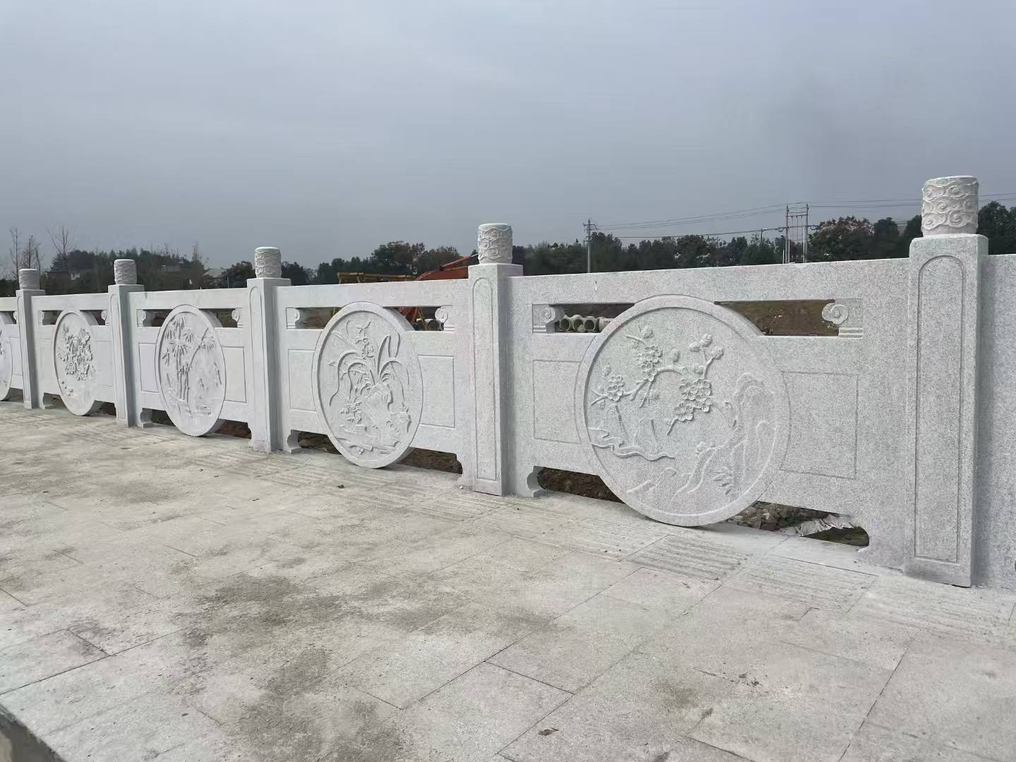 吉林省芝麻白河道栏杆 石材栏杆